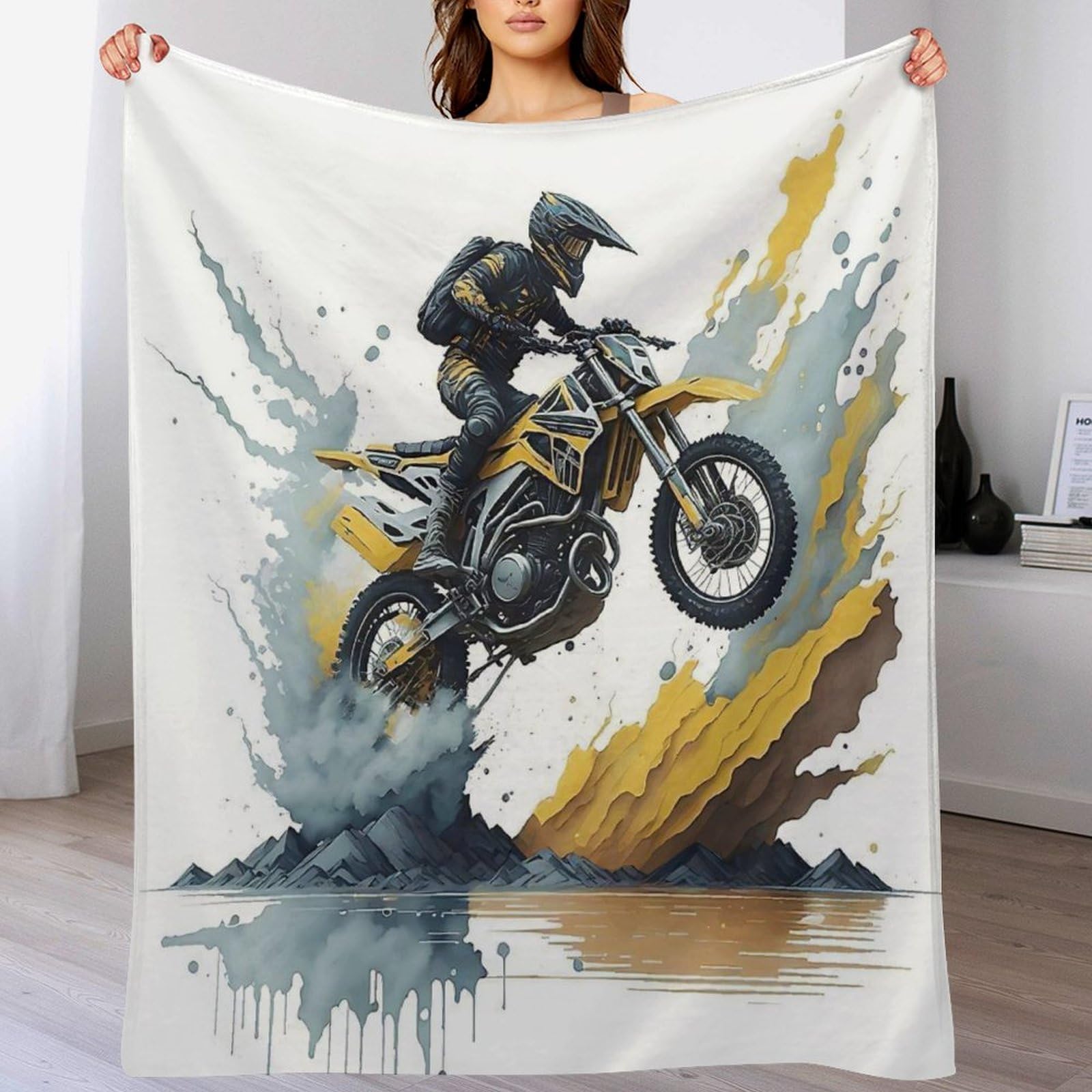 Manta de motocross para cama y sofá 130x180cm mantas de forro polar