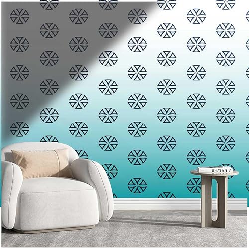 YANFENQI Peel and Stick Contact Paper White Cyan Gradient Papel para Pared Decorativo Geometric Checked for Bedroom Whole New Look (W) 118" X(H) 110"