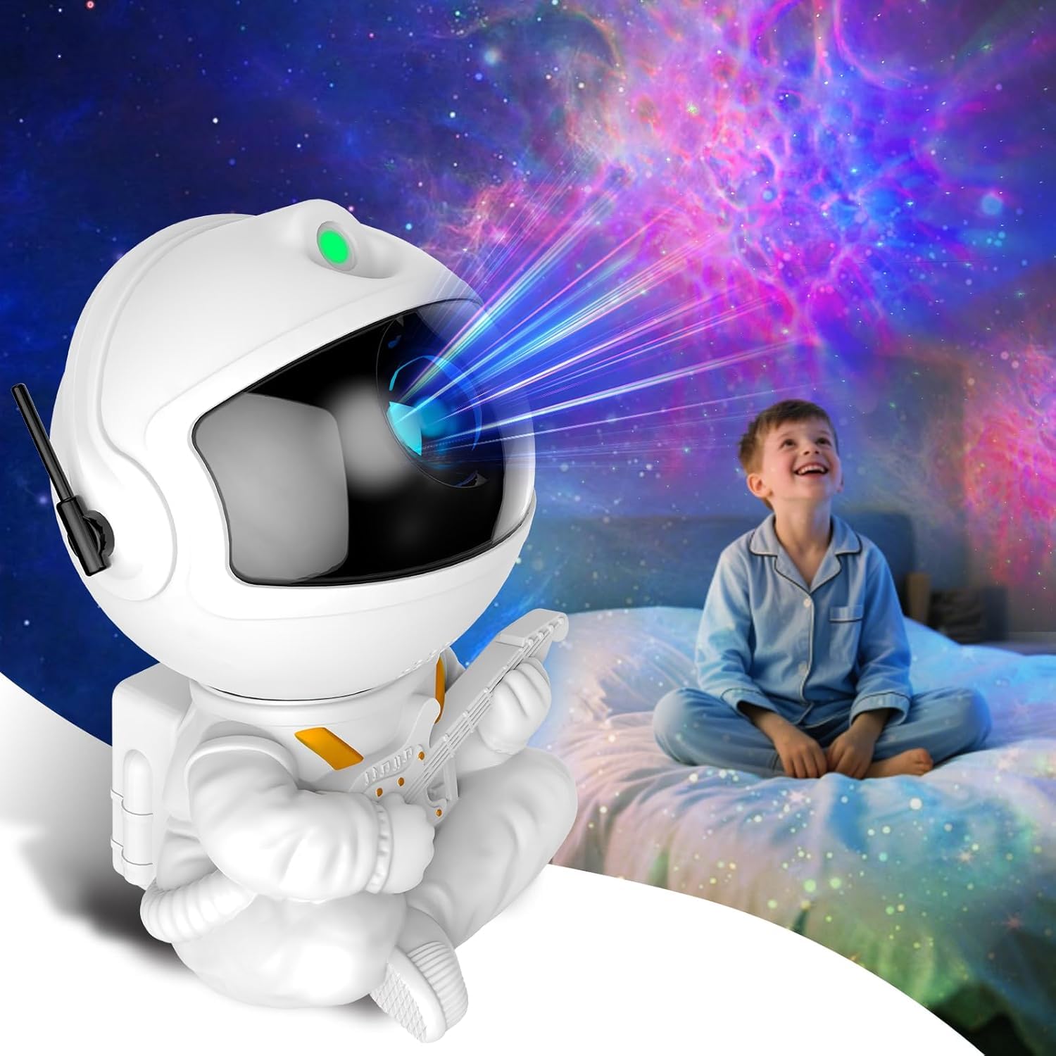 Desidiya Baby Astronaut Night Light Projector, 360° Adjustable Rotation, Star Design, Magnetic Connection, Corded Electric Night Light for Kids, Bedroom, Gaming Room, Home Party, Birthday Gifts