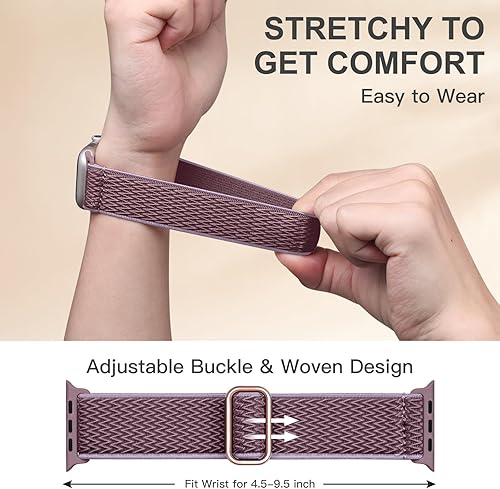 Miniatura 3 de Lerobo 6 Pack de Correas Trenzadas Compatibles con Apple Watch de 1.73, 1.77, 1.65, 1.93, 1.81, 1.61, 1.57 y 1.49 Pulgadas, Correas Deportivas