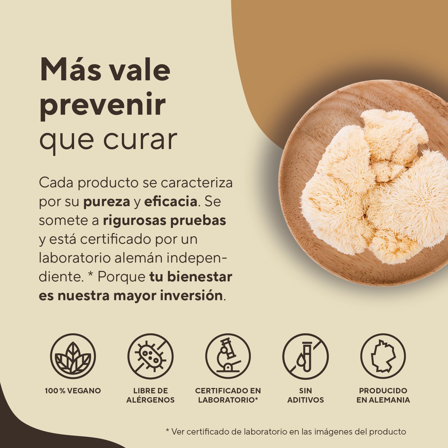 Melena de León 60.000mg (Extracto 30:1) - 360 cápsulas - Lions mane (Hericium Erinaceus) con 30% de polisacáridos y 5% de betaglucano - vegano – TRUE NATURE