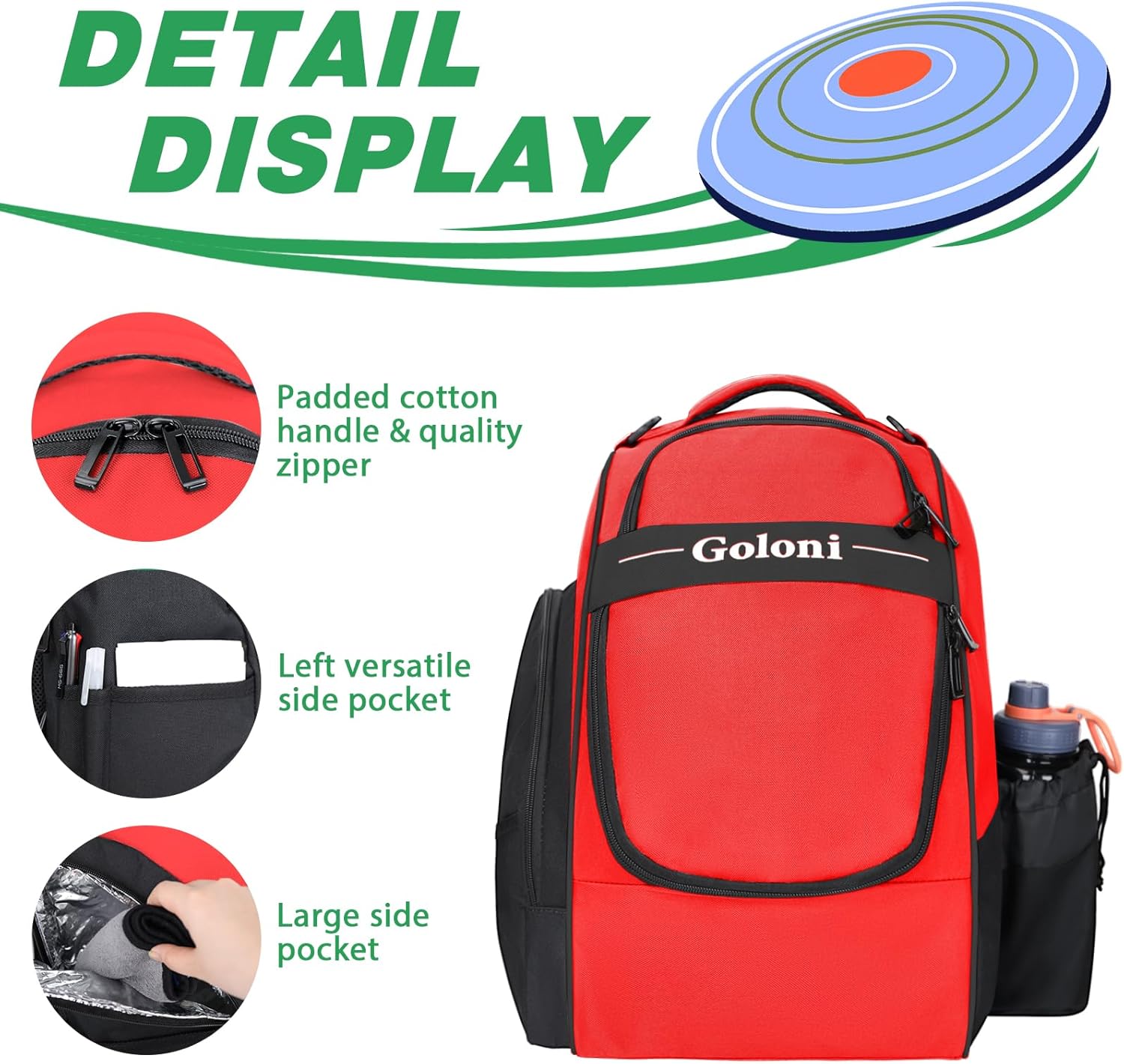 Disc Golf Bag Holds 23+ Discs,Durable Disc Golf Backpack with cooler compartment,Large Capacity Frisbee Bags