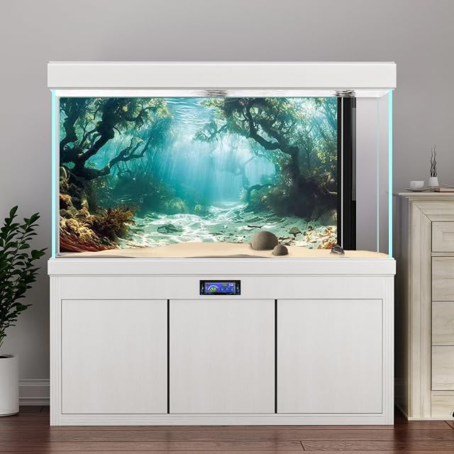 Foto 4 de 8 de Didooou Fondo de pecera de paisaje natural, fondo de acuario, pegatinas de acuario boutique, 30 cm, 40 cm