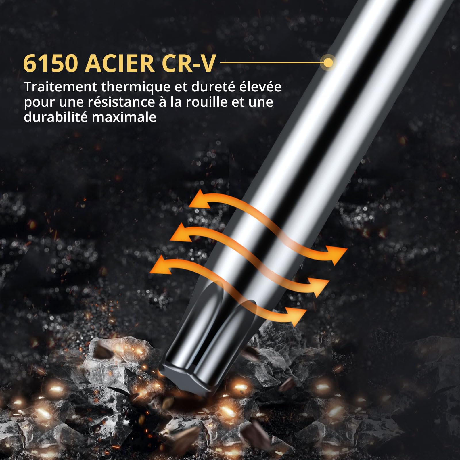 AMTOVL 10PCS Clés Torx à Poignée en T avec Rack de Stockage T10-T55 Jeu de Clés à Poignée en T Rotation Rapide Outil de Tournevis Matériau CRV Chromé - Vert