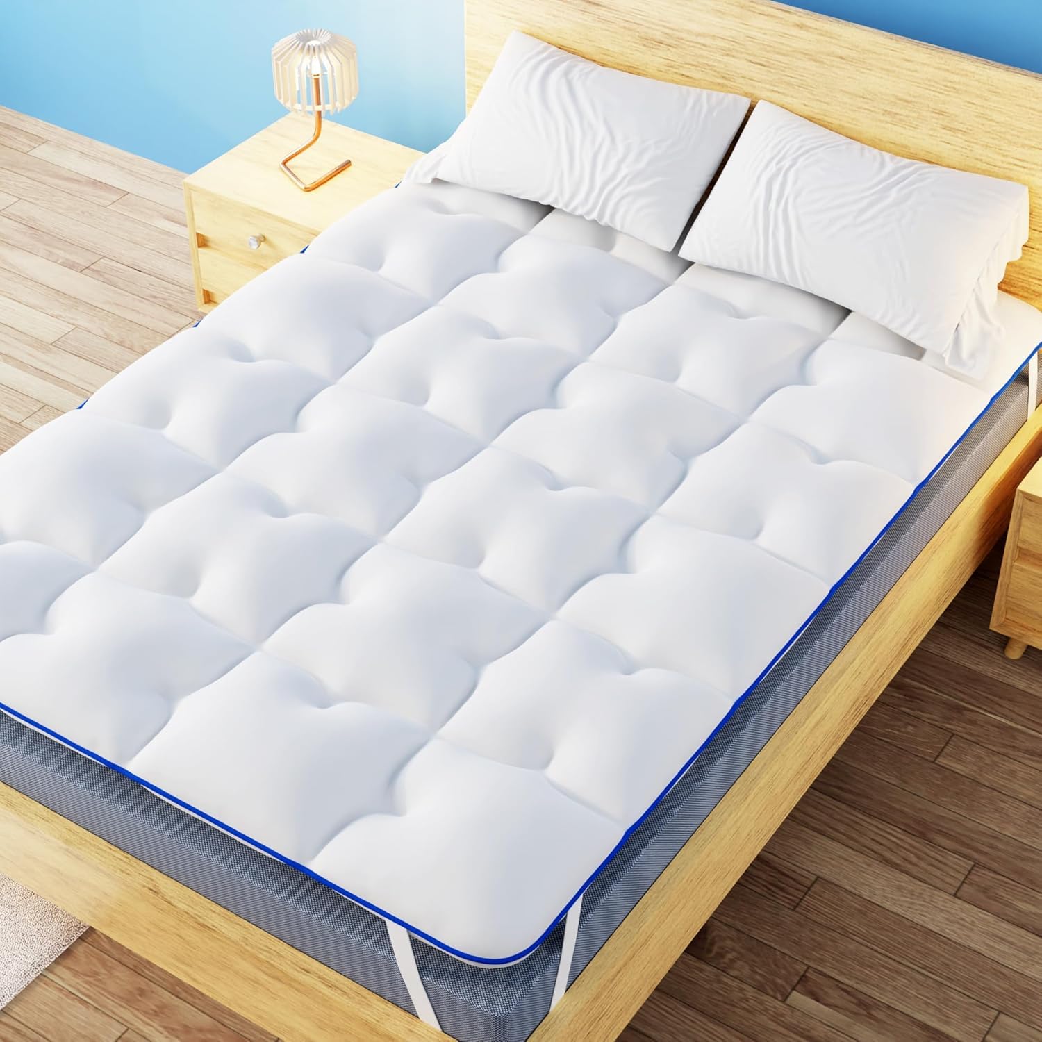 CASABEL Topper Colchón Diamante 150x200 cm de Microfibra, Comodidad óptima, Suave, hipoalergénico, Transpirable, para Camas Dobles, Adultos, niños, sofá Cama, Cama supletoria