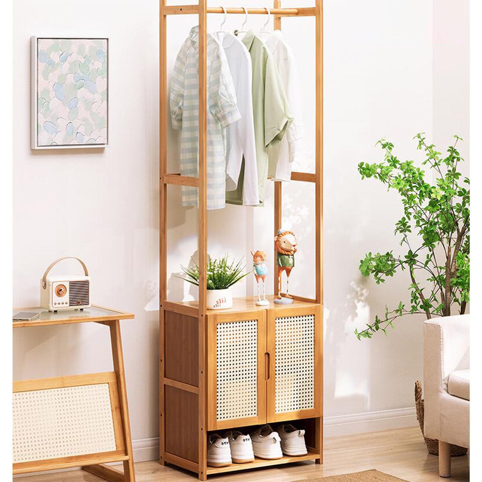 WJFTODAY 4 in 1 Rustic Hall Tree Entryway Coat Rack with Bench & Shoe 6/8 Hooks for Mudroom & Bedroom Stylish Storage Solution for Entryway & Hallway