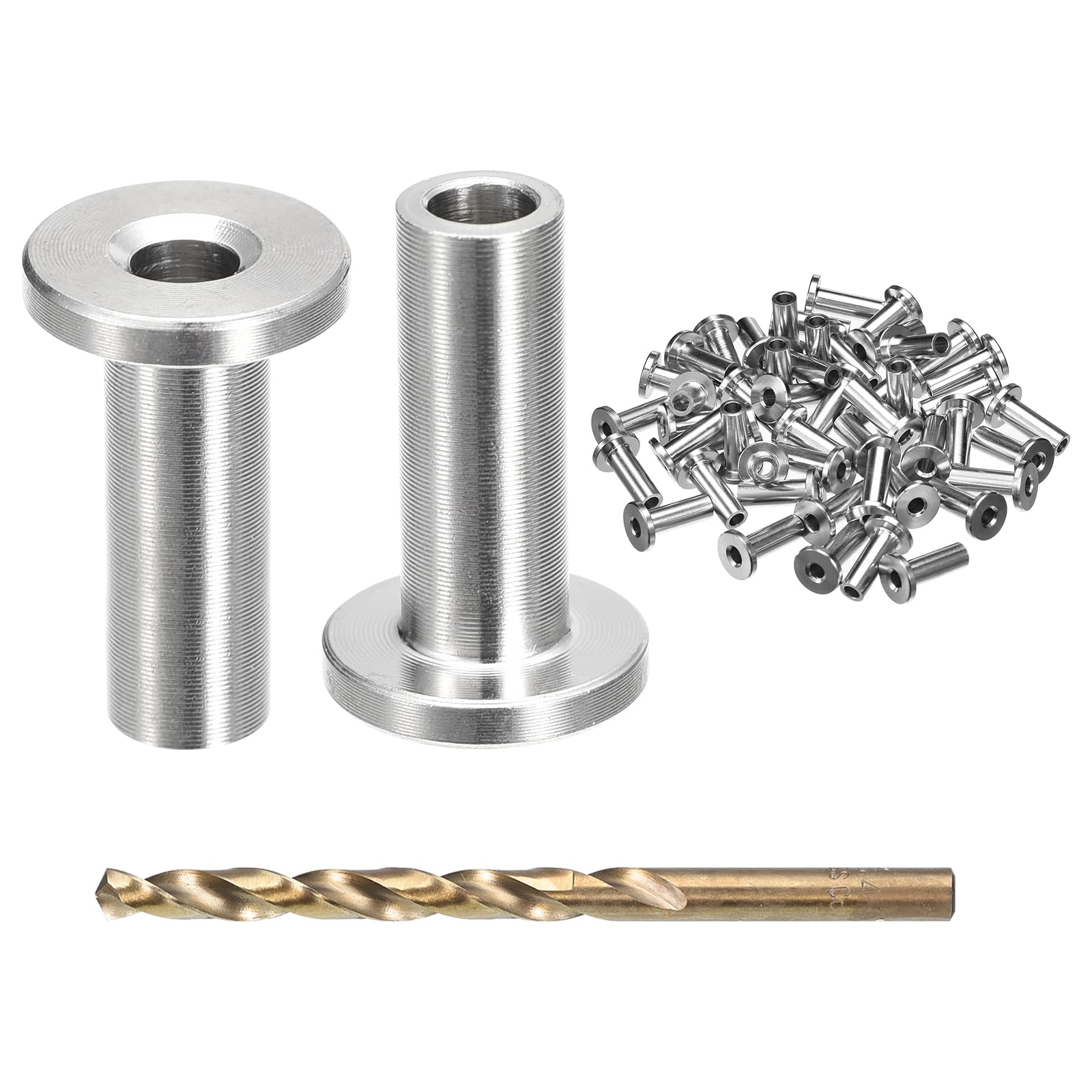 sourcing map 50pcs Stainless Steel Protector Sleeves For1/8" 5/32" or 3/16" Deck Cable Railing, T316 Marine Grade Cable Protector Sleeves for Deck Railing System