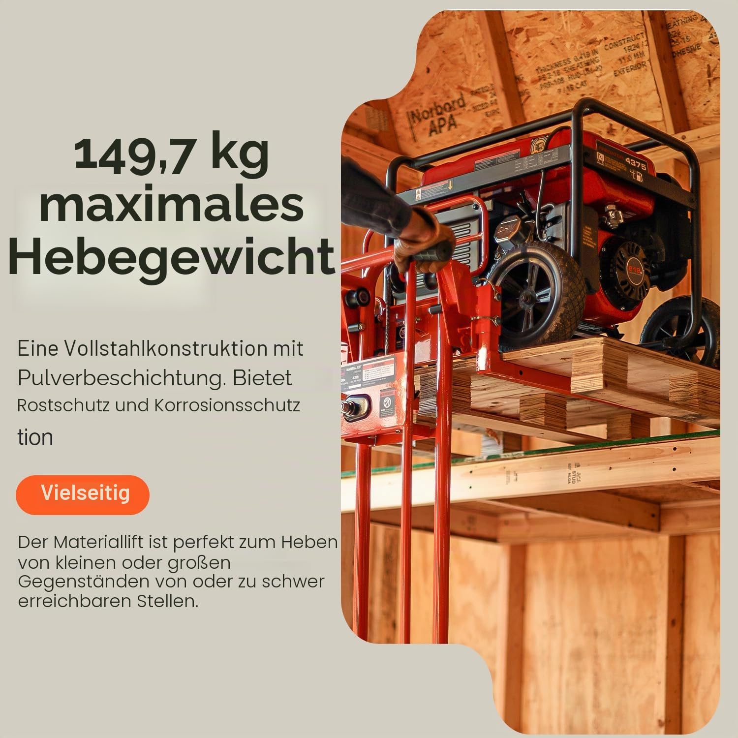 SuperHandy Material Hebewinde Stapler, Palettenwagen, Hubtisch, Gabelheber, 150 kg, 100cm maximale Hubkraft mit 20cm Rädern, Lenkrollen [zum Patent angemeldet]