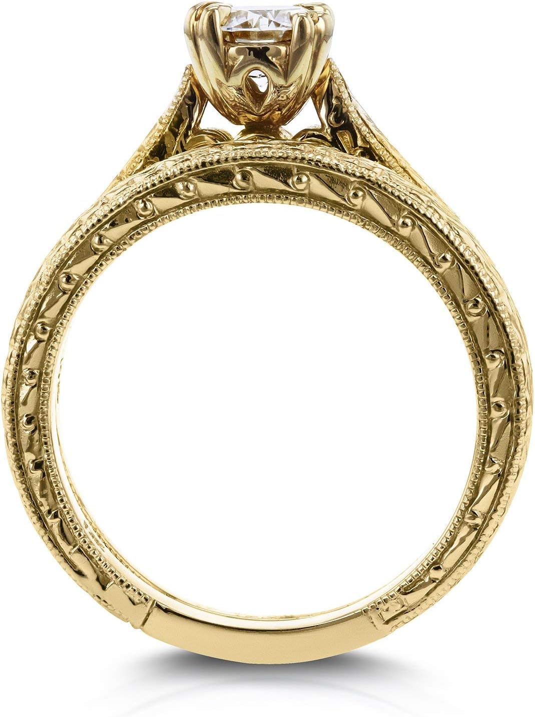 Kobelli Round-cut Diamond Vintage Style Bridal Rings Set 1/2 Carat (ctw) in 14k Yellow Gold