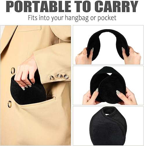 Miniatura 4 de SATINIOR Paquete de 2 orejeras de forro polar para hombres y mujeres, calentador de orejas de forro polar, accesorio de invierno para hombres,
