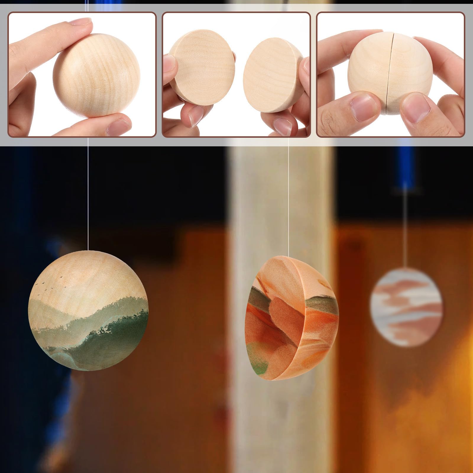 Zerodeko 40 Piezas Medias Bolas de Madera sin Terminar 5 Cm para Decoración y Manualidades en Proyectos Creativos Versátiles