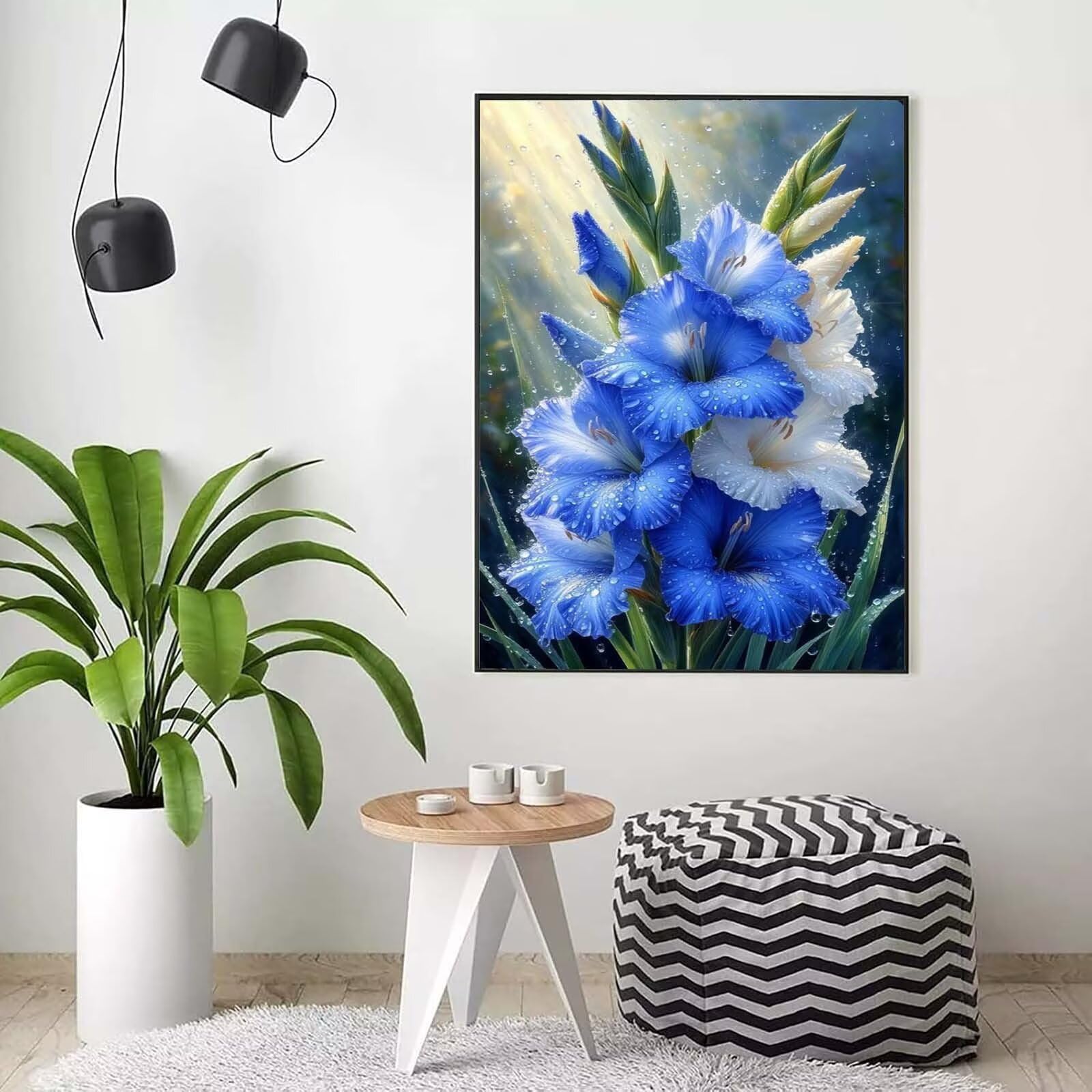 Roogsoo Dipingere con i Numeri Adulti blu, Paint by Numbers 90x120cm j0-241 | Fiori Quadri da Dipingere Numerati per Principianti Facile su Te, Hobby Creativi Adulti Idee Regalo Donna Decorazioni Casa