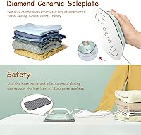 Vista 8 de Newbealer Plancha de viaje con voltaje global, mini plancha en seco de 100-240 V para ropa (sin vapor), máximo 300 W, calentamiento de 60 segundos