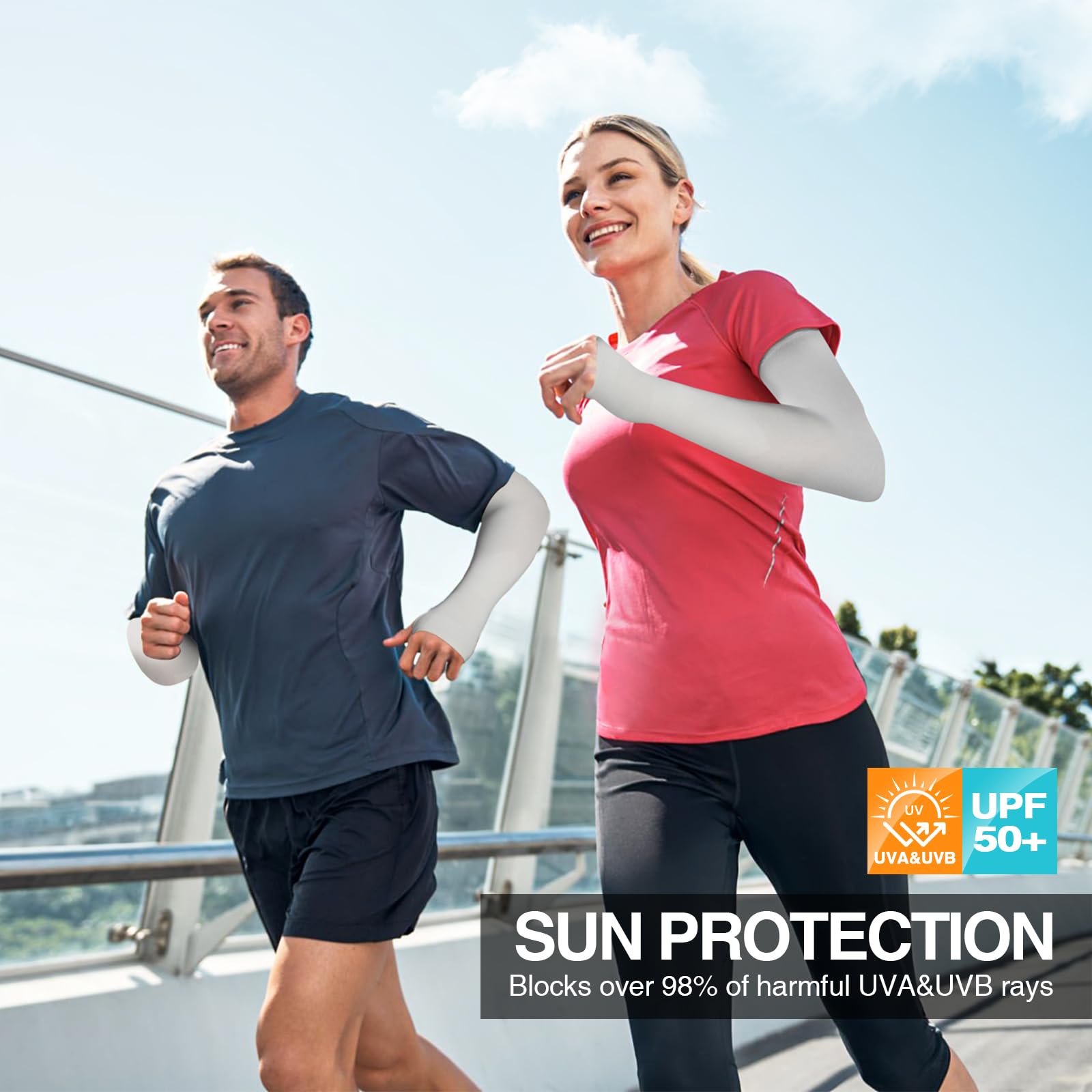 LUOLIIL VOE Sun Protection Cooling Arm Sleeves for Men &Women,Compression Sleeves for Football, Golf & Volleyball