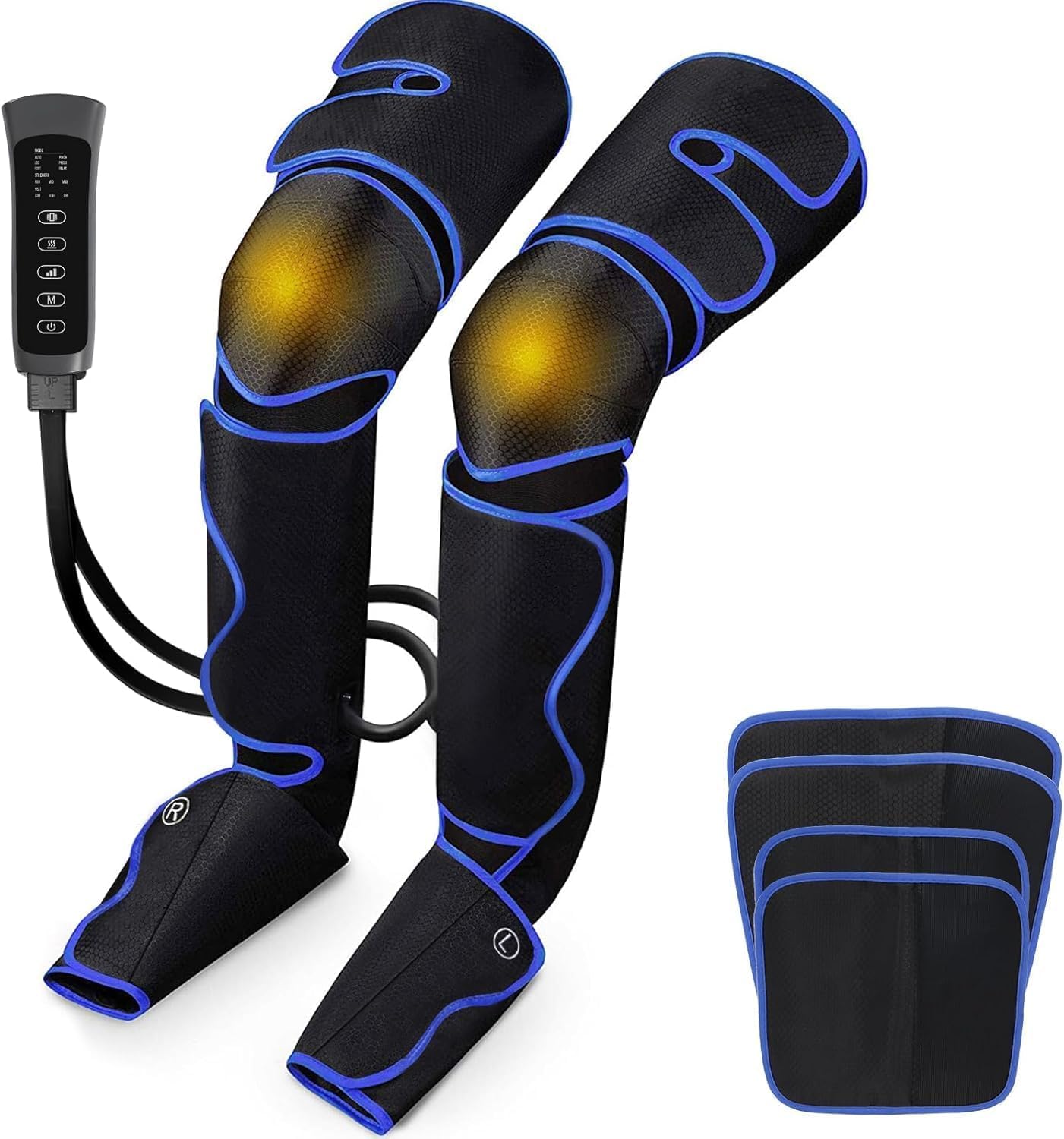 Air Compression Leg Massager for Circulation and Pain Relief, Full Leg Compression Boots with Adjustable Extension Straps for Foot Calf Thigh, 3 Modes & 20-Min Auto Shut-Off