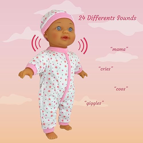 Miniatura 3 de Muñecas de bebé de 12 pulgadas para niñas de 3 años muñeca de bebé interactiva de cuerpo suave que puede hablar llorar cantar y reír hace bonitos