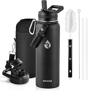 RAYMYLO Insulated Water Bottle 40 oz, Triple Wall Vacuum Stainless Steel (Cold for 36Hrs, Hot for 18Hrs), Leak Proof & No... Price In India