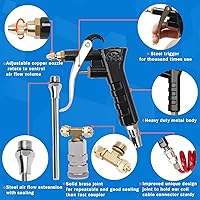 Vista 2 de Limpieza de pistola de soplado de aire para camión resistente con bobina de 29.5 ft de largo y 2 puntas de boquilla intercambiables, kit de pistola