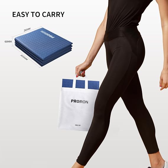 PROIRON Travel Yoga Mat Foldable 4mm/6mm, Folding Exercise Mat Non Slip TPE Yoga Matt for Women Gym Home, Pilates, Workout, Fitness, Stretching, Lightweight Small Portable Excercise Mat