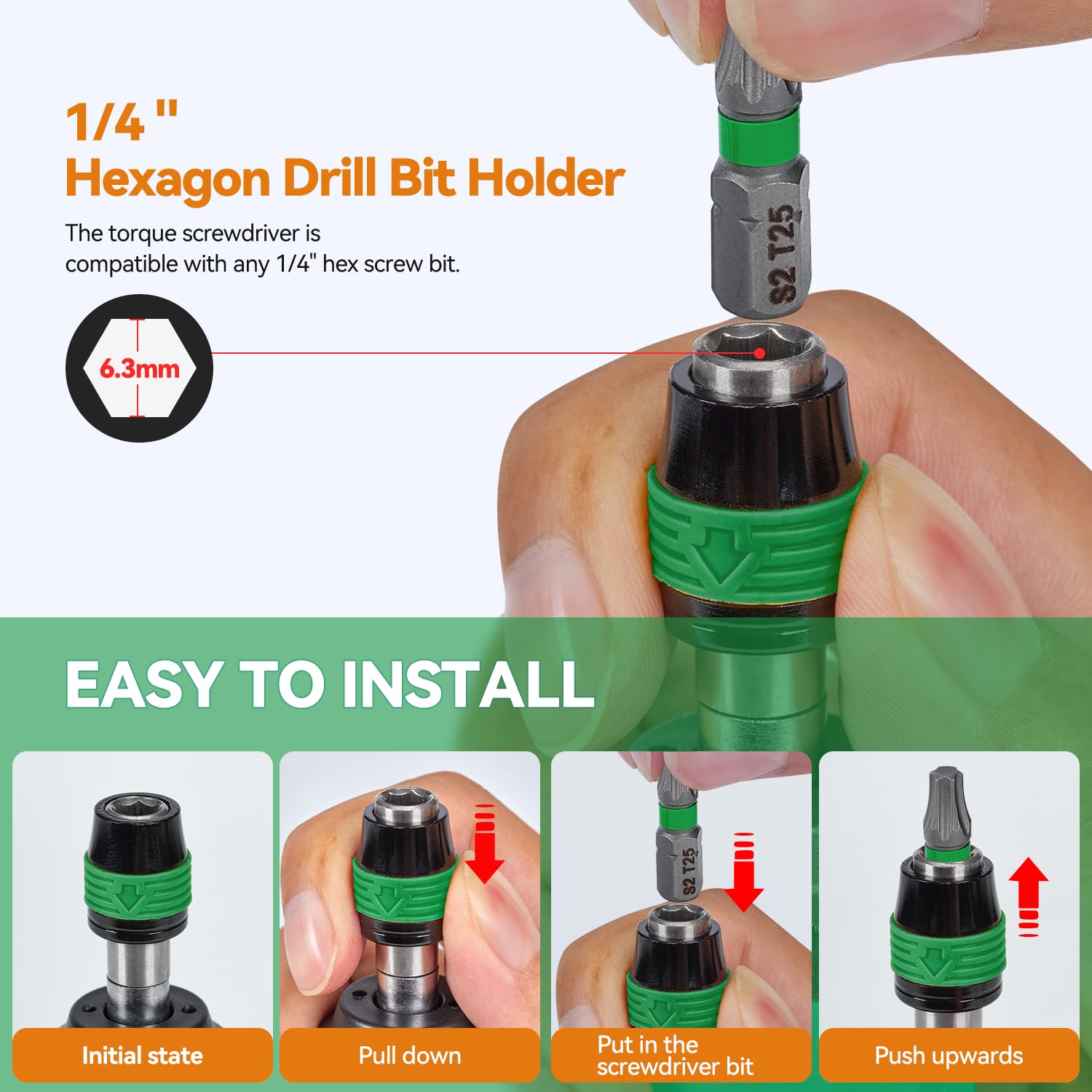 Lot de 13 tournevis dynamométriques - 1-6 Nm, porte-embout à serrage rapide hexagonal 1/4", échelle visuelle, embouts en acier S2 – Outil de précision pour vélo, électronique et mécanique de