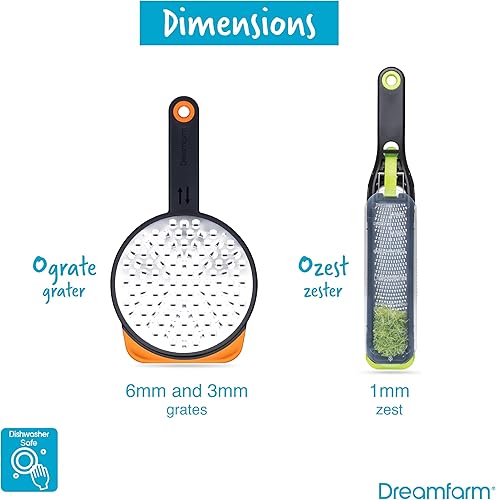 Miniatura 7 de Dreamfarm Juego de herramientas de cocina, Ograte & Ozest, rallador ultrafino de doble cara y zester autolimpiante con cubiertas a presión,