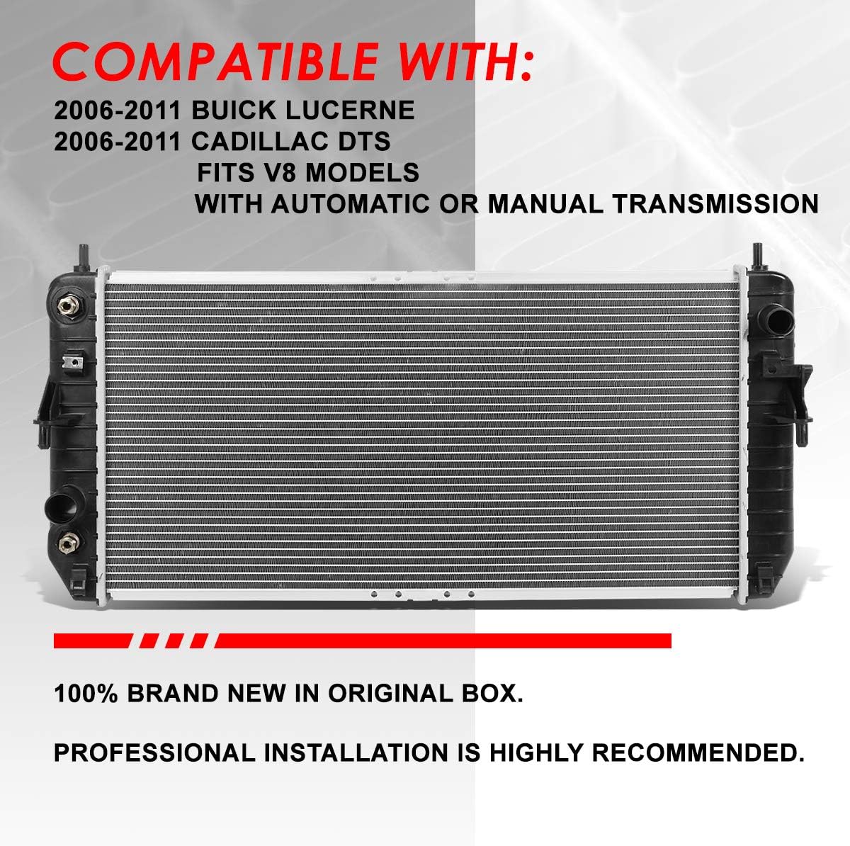 Auto Dynasty Radiator Compatible with 06-11 Buick Lucerne Cadillac DTS V8 AT/MT, DPI 2853 Factory Style 1-Row Cooling Radiator, Aluminum Core