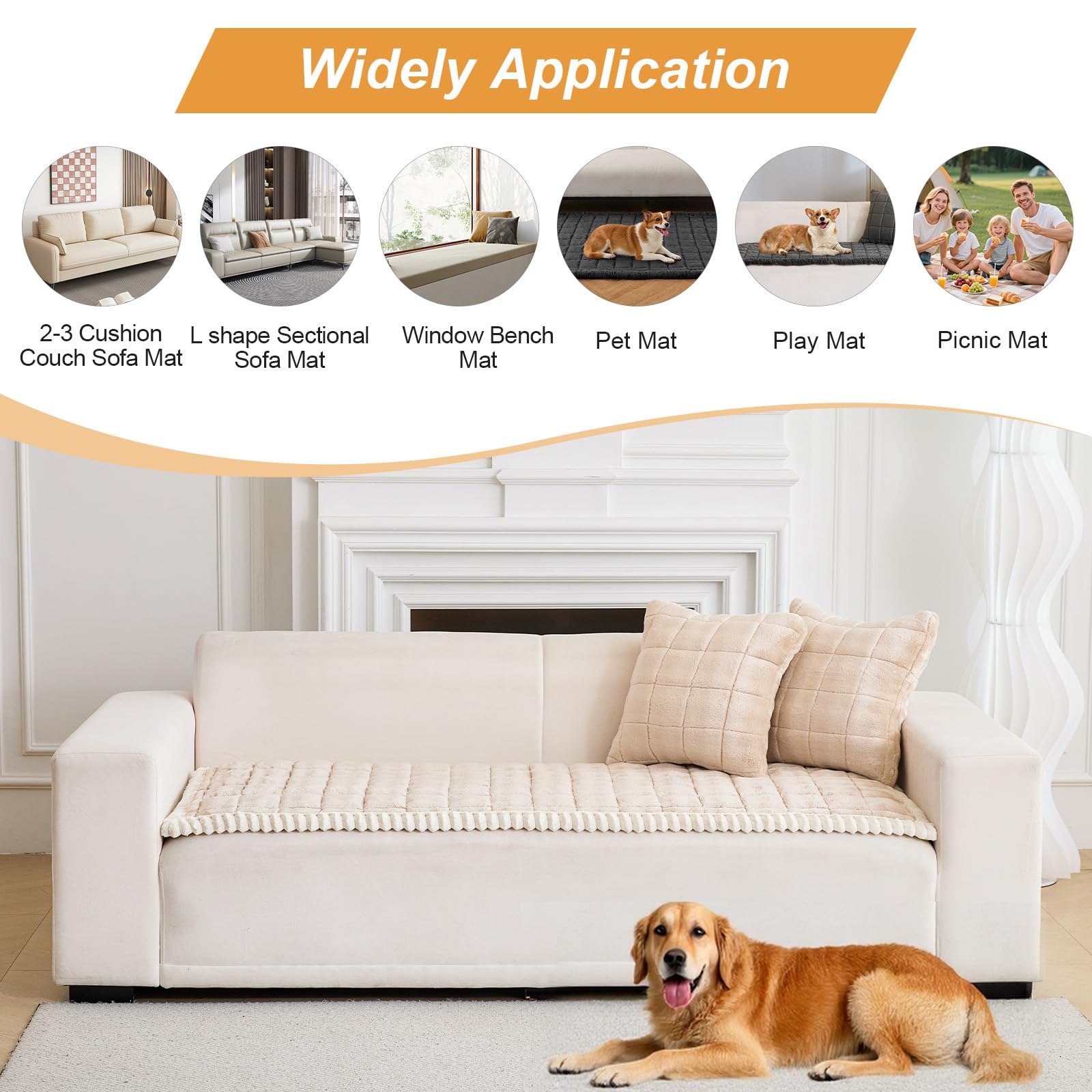 GKXLH Thick Sofa Cover, New Soft Milk Fleece Universal Sofa Covers 2 3 4 Seater, Non-Slip Sofa Slipcovers Washable - Image 3