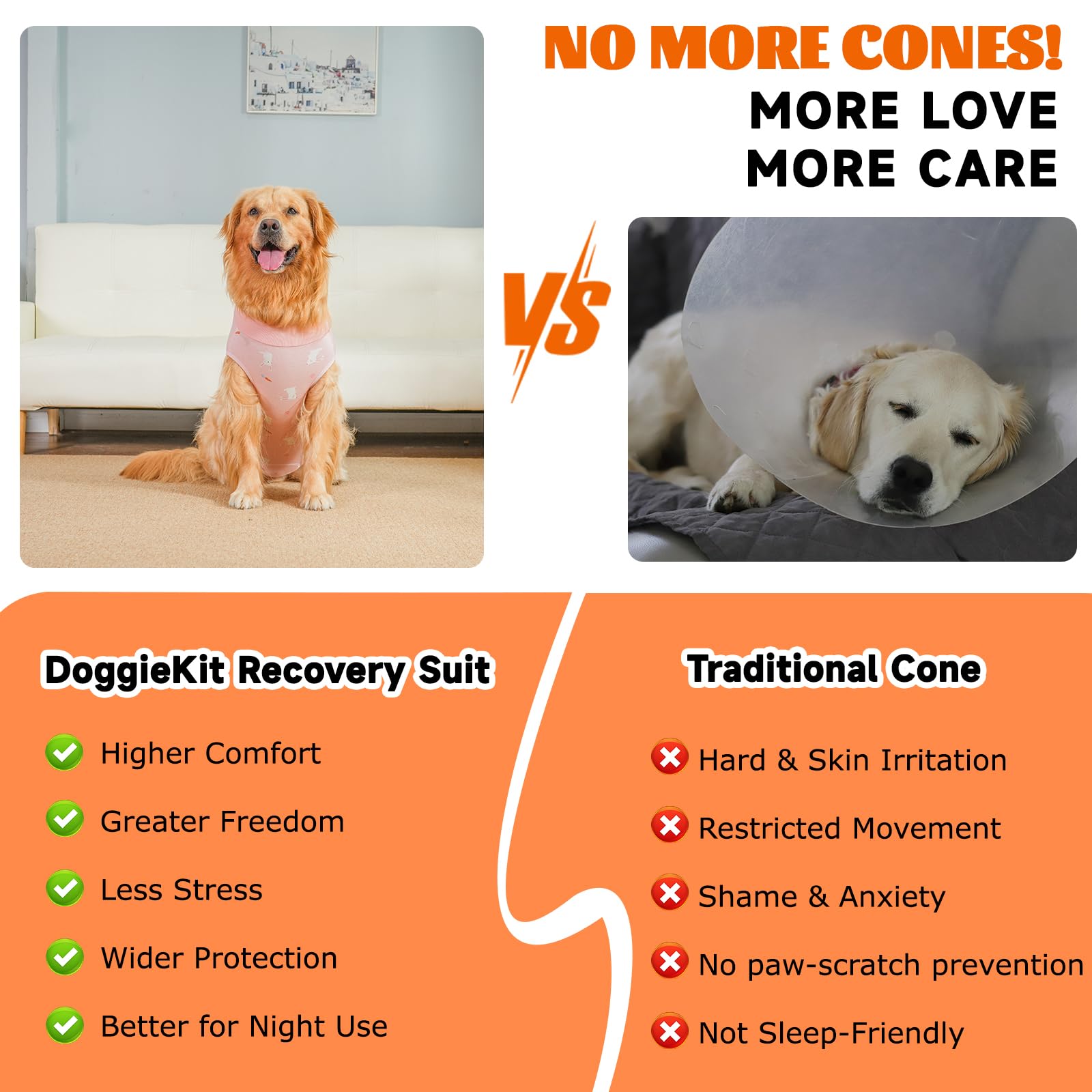 DoggieKit Dog Surgery Recovery Suit,Dogs Recovery Suits for Female and Male,Dog Surgical Suit,Surgical Vest for for Small Medium Large Dogs (Pink-rabbit - Image 3