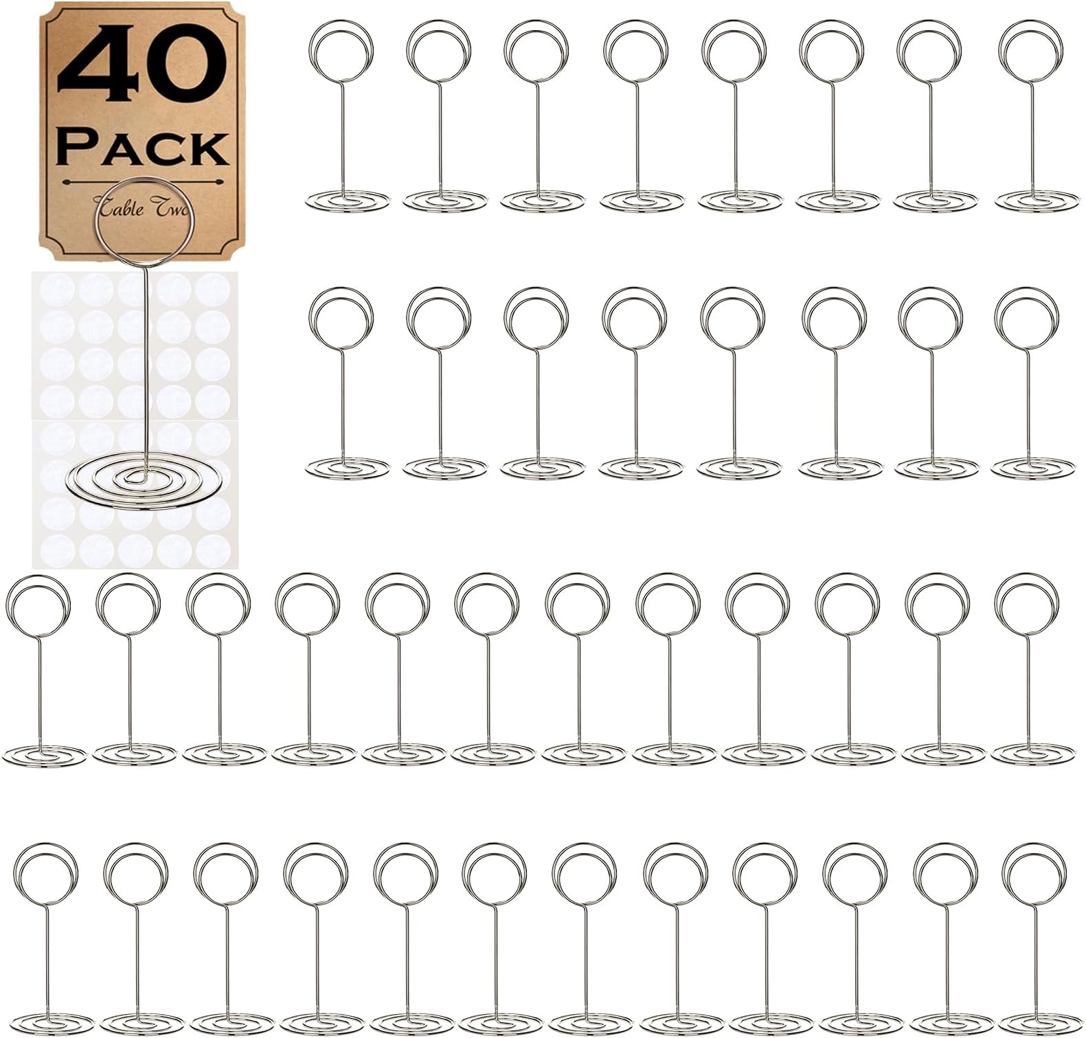 cyrico 40 Pcs Table Number Place Card Holder, 3.3 Inch Picture Holders for Tables Name Cards Photo Menu Memo Clips Sign, Ideal Table Number Stands for Wedding, Birthday Anniversary Party, Restaurant