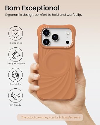 ORNARTO Vortuxe for iPhone 17 Pro Case 6.3 | 2X MIL-STD Protection | Camera Control Button | Compatible with MagSafe | Sleek Aesthetic Liquid Silicone Phone Cover | Autumn Orange