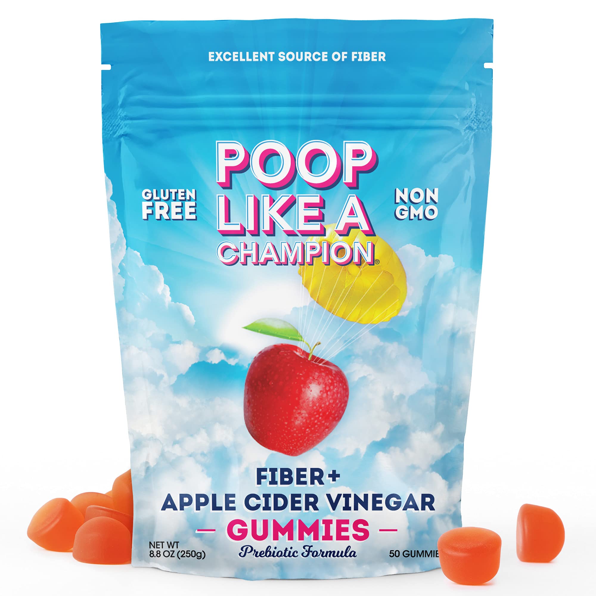 Poop Like A Champion Apple Cider Vinegar Gummies Fiber Gummies for