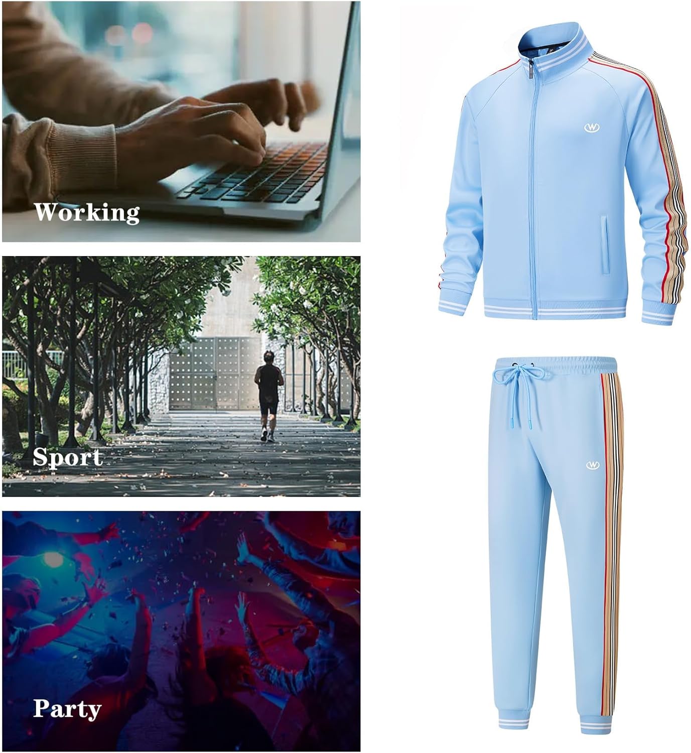 W JIANWANG Track Suits for Men Set Jogging Tracksuit Mens Sweatsuits Workout Running Sports Jogger Sweat Suits Outfits - Image 8