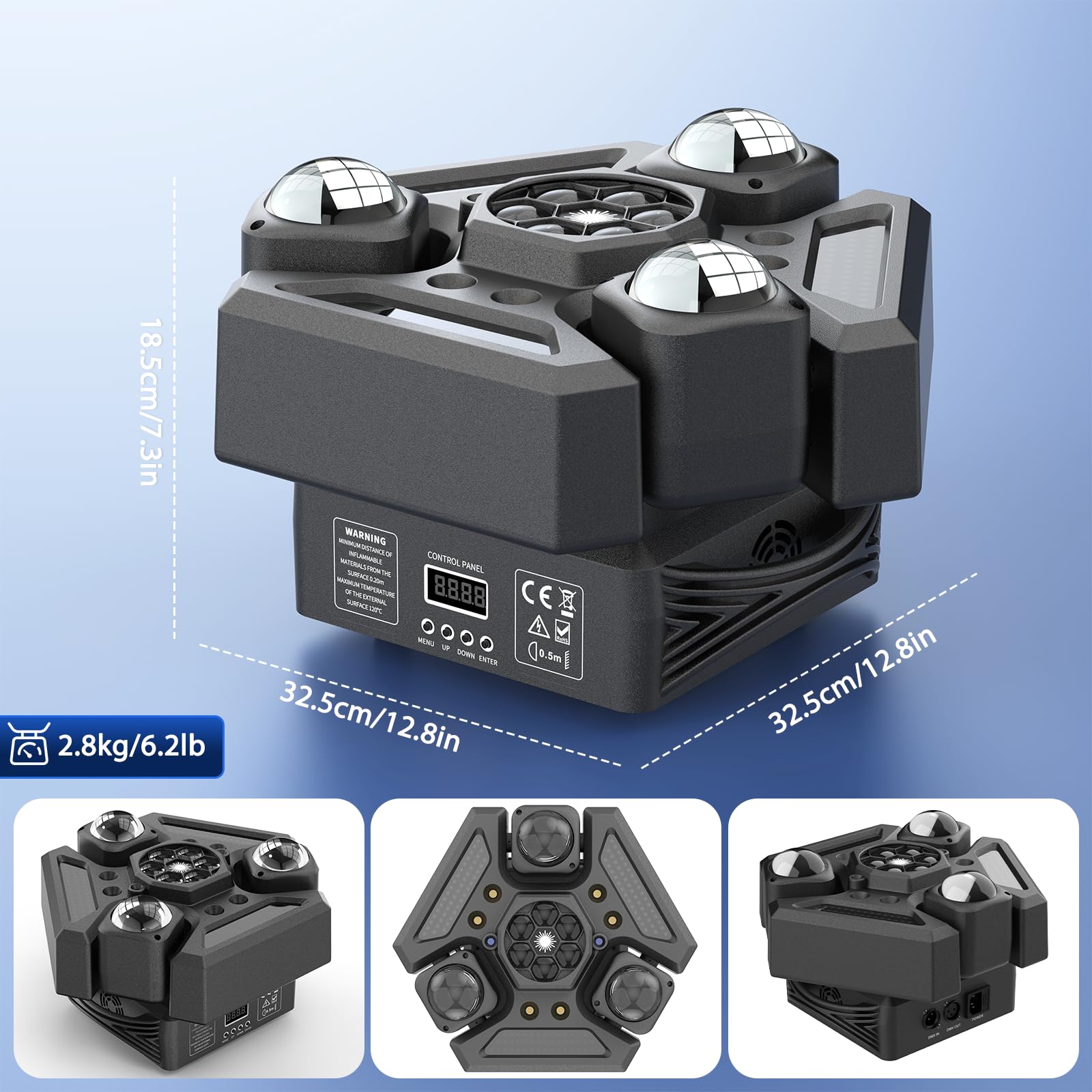 180 W LED-Scheinwerfer mit Fernbedienung, Lichtspiele, RGBW, Disco, Licht, Stroboskop, Beam, Projektor, für Bühne, DJ, Club, Bar, Party, Bühne