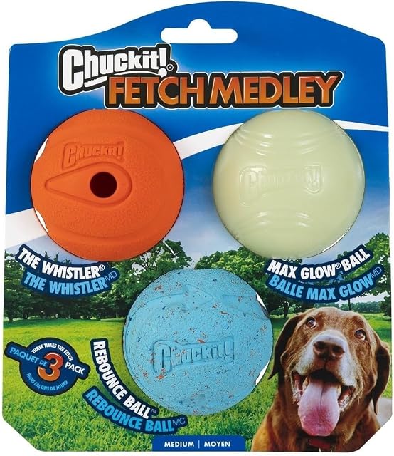Chuckit! Fetch Medley Ball zestaw zabawek dla psów, rozmiar M, 3 sztuki