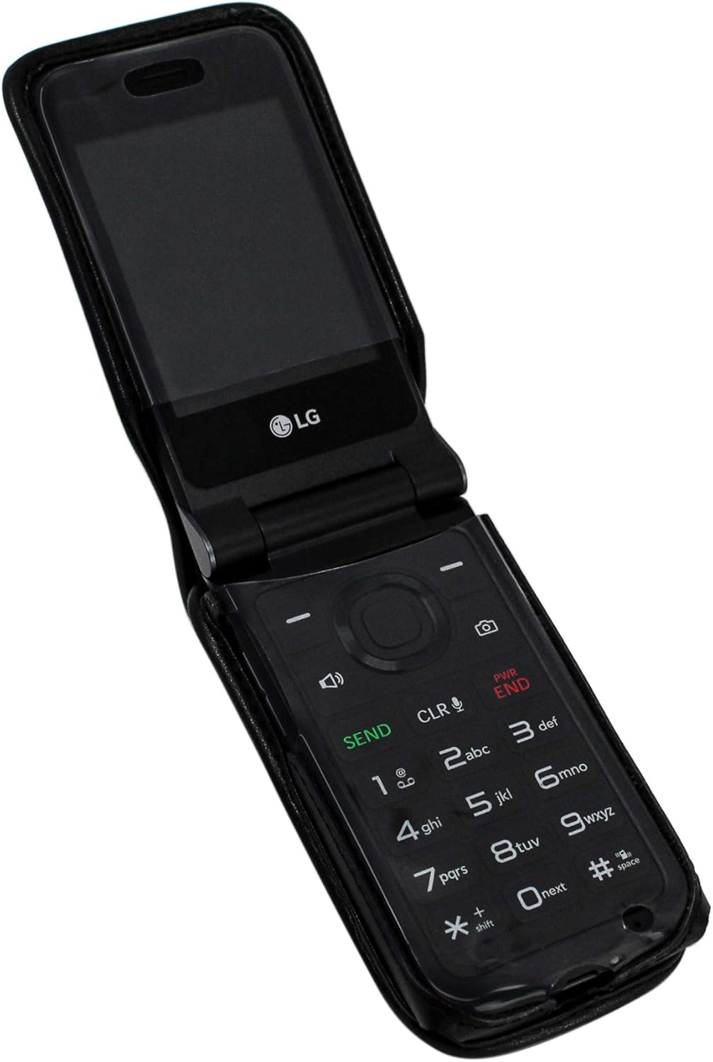 LG Classic Flip (L125DL) Fitted Case Black Leather with Ratcheting, Removable Belt Clip, Tracfone