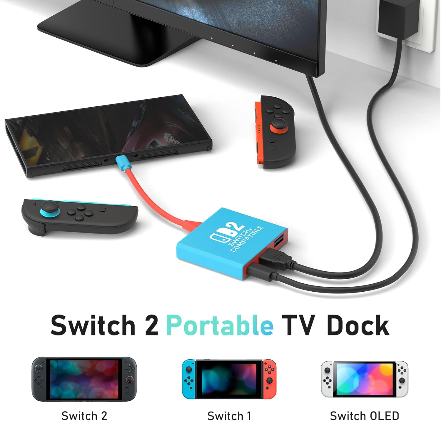 Switch 2 Dock, Replacement for Nintendo Switch 2 Dock Accessories (2025), Switch 2 TV Docking Station Support 4K/60Hz, PD 60W, USB 3.0 Port, Compact Travel Portable Switch2 for HDMI Adapter - Image 3