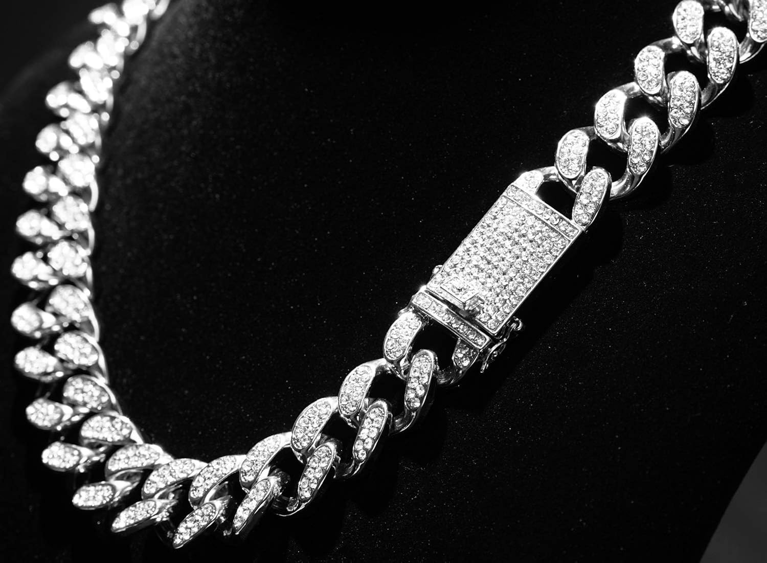 HALUKAKAH Gold Chain for Men Iced Out,20MM Men's Cuban Link Chain Miami Platinum White Gold Finish Choker Necklace 60cm,Full Cz Diamond Cut Prong Set,Gift for Him - Image 5