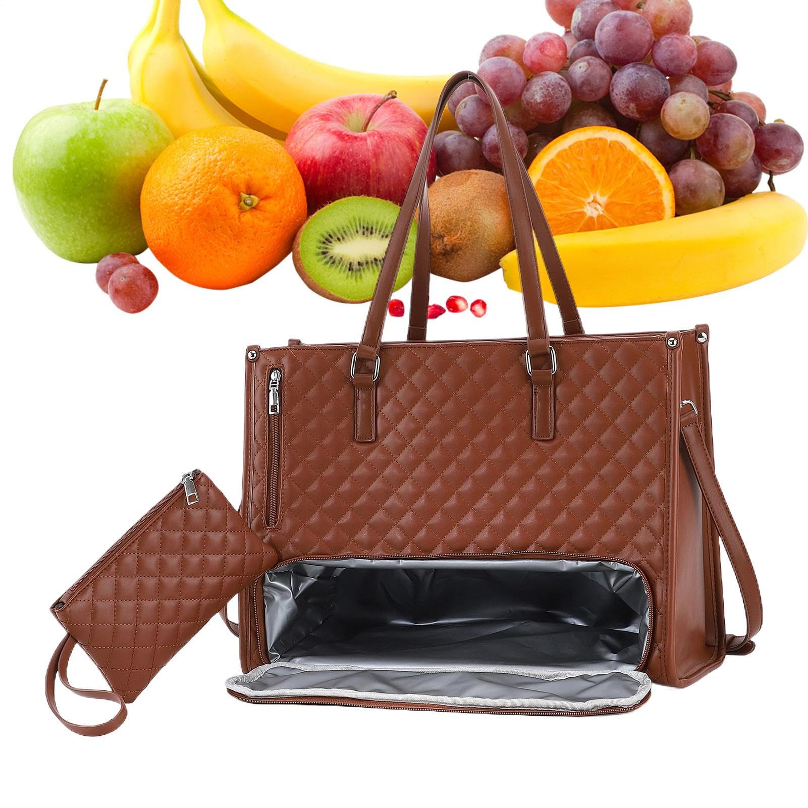 Borsa Tote con Scompartimento Pranzo Zaino Termico Per Laptop | Tote Per Pranzo Da 39,6 Centimetri per Computer Portatile Acqua Cibo Donne Studente Ufficio Infermiere Professioniste