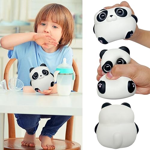 Miniatura 5 de Lindo panda gordo Squishies de ojos grandes, regalo de cumpleaños para niños, juguete kawaii para aliviar el estrés (panda de ojos grandes)