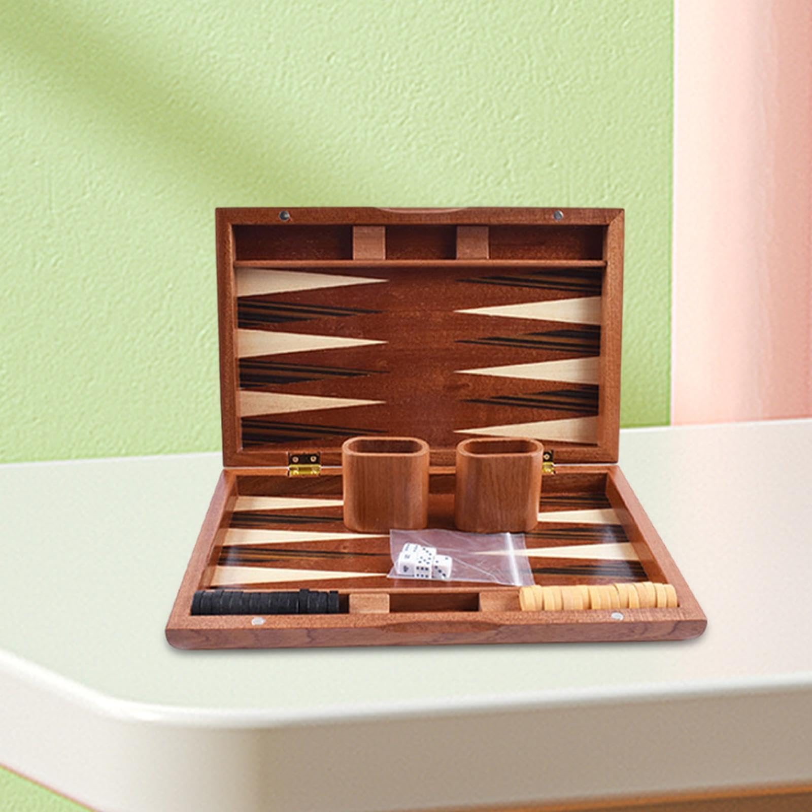 Backgammon Juego Tablero de Madera Portátil Plegable Educativo Decorativo Y para Adultos Y Niños Adecuado para Reuniones Familiares Regalo, Style a
