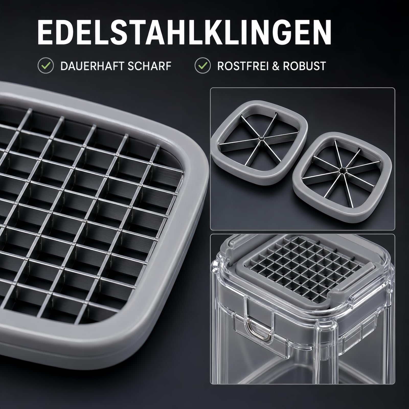 Pommesschneider 4-in-1-Kartoffelschneider mit Edelstahlklingen