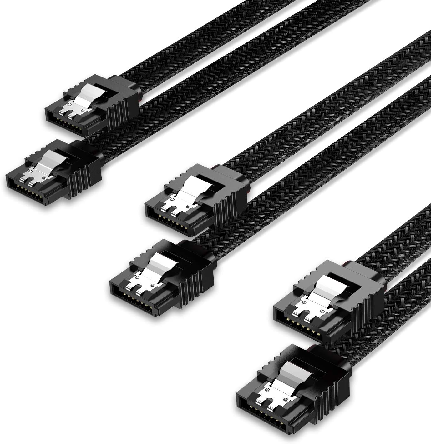 QIVYNSRY 3PACK SATA Cable III 3 Pack 6Gbps Straight HDD SDD Data Cable with Locking Latch 50cm 18 Inch for SATA HDD, SSD, CD Driver, CD Writer, Black