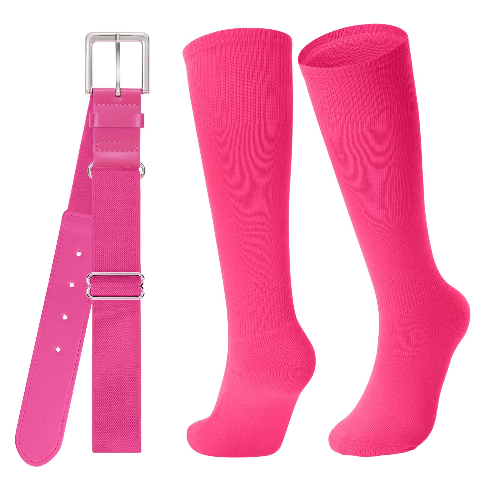 JASGOOD Baseball Socks and Belt for Youth Adult Softball Socks and Belt Combo Elastic Belt for Men