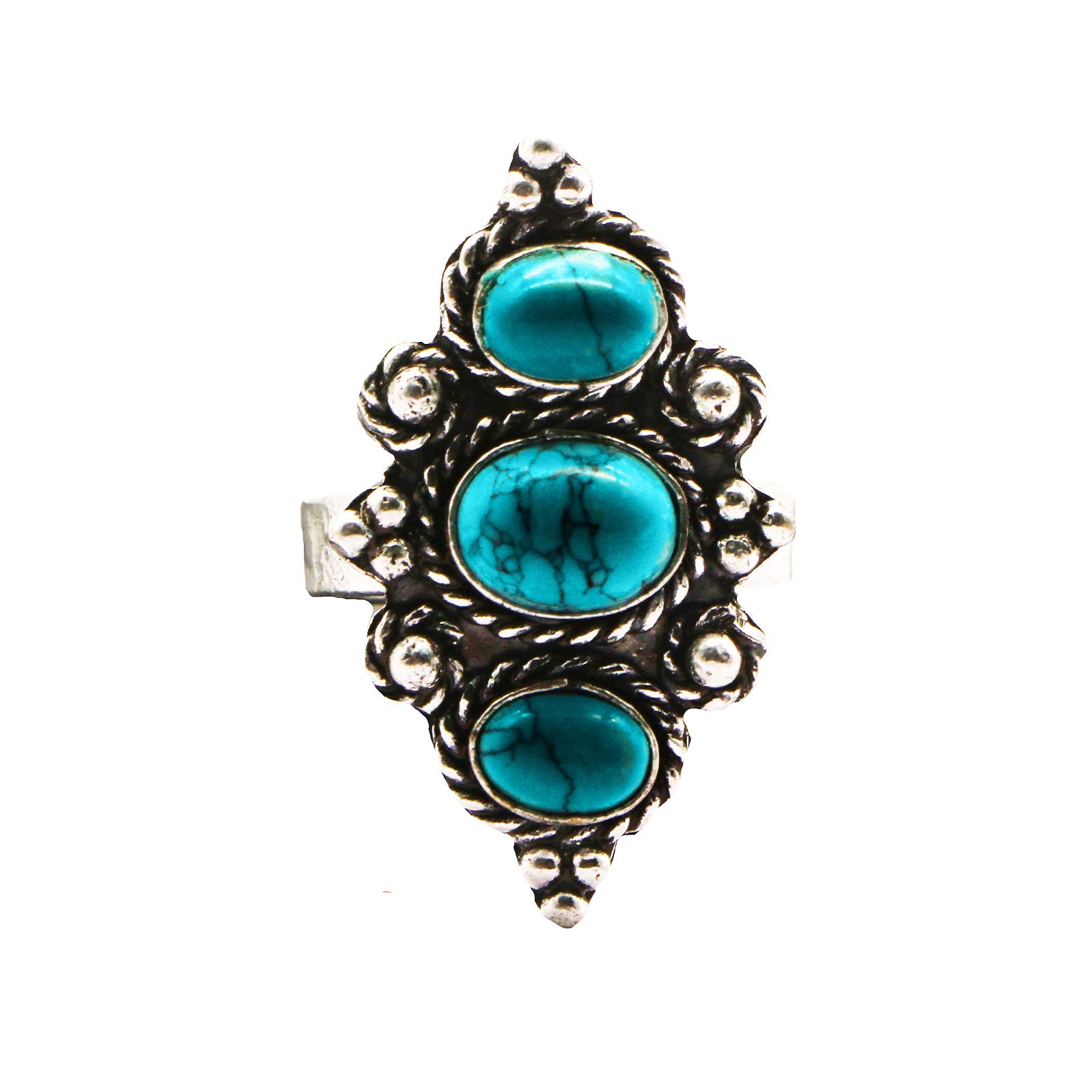 teejh Veena Turquoise Silver Oxidized Ring For Women-picture-24