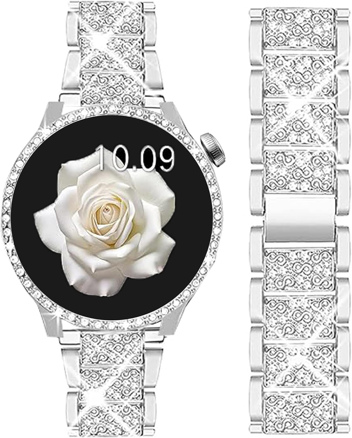 Compatible for OnePlus Watch 3 43mm Bands, Quick Release Jewelry Bling Diamond Metal Dressy Strap Compatible for OnePlus Watch 3 43mm