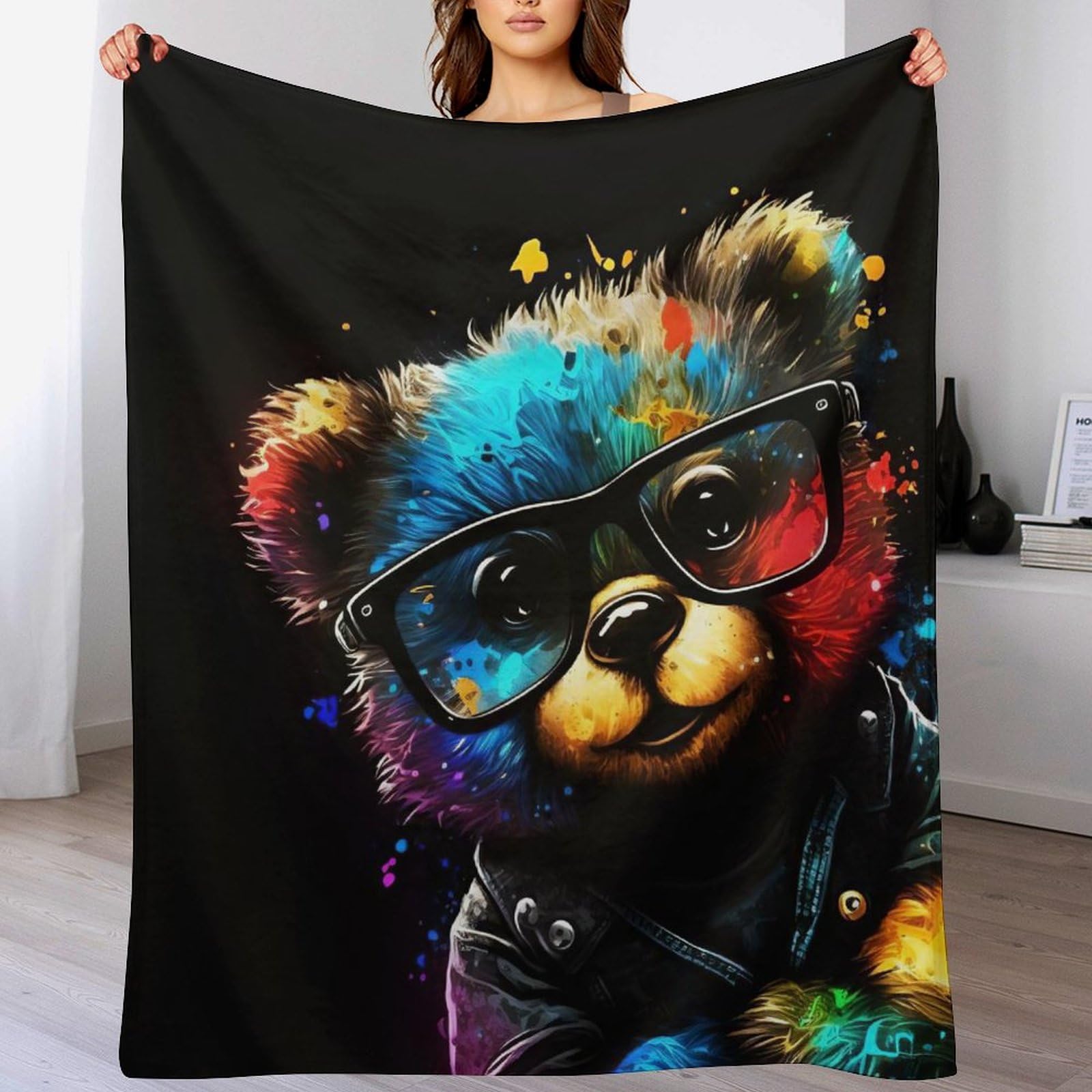 Couverture canapé chaude ours 100x130cm en flannel polaire