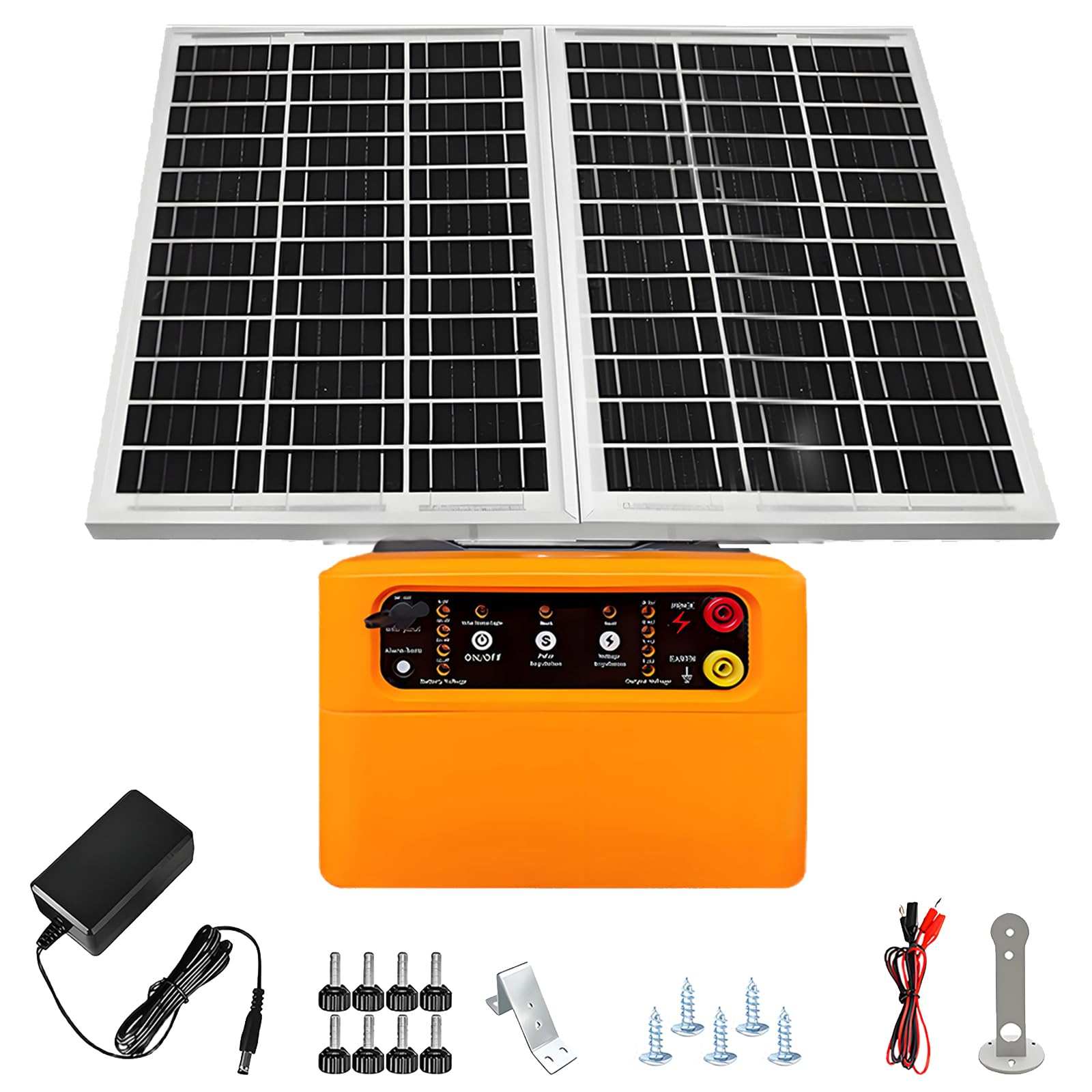 Cercas Eléctricas, Solar Para Cercas Eléctricas 12V 6Kv–8Kv 0,3J–1,5J Con Selección Manual Para Cercas Avícolas Energizador Para Cercas Eléctricas 48Km Panel Solar 15W Batería Plomo-ácido 12V 7000Mah
