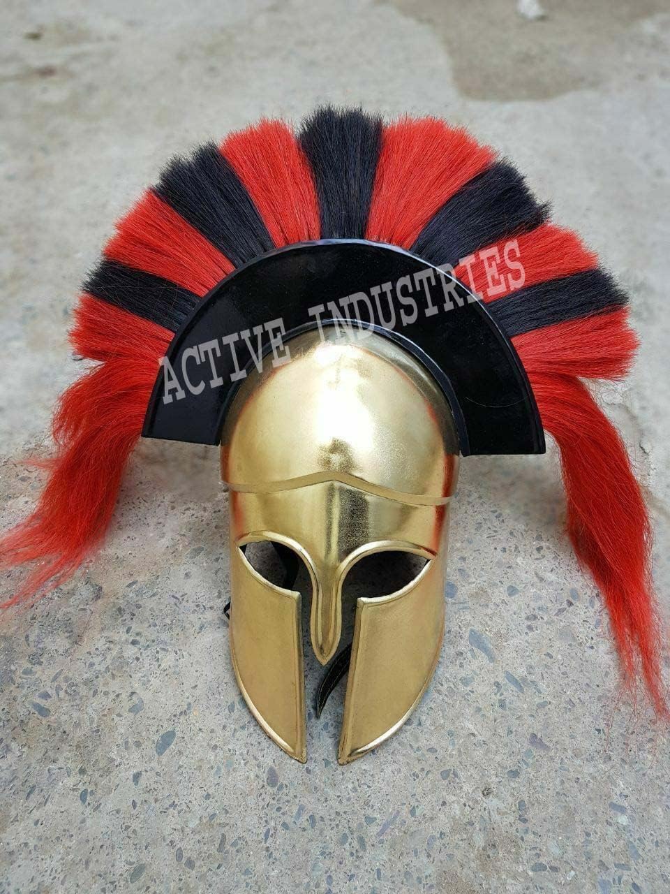 THOR INSTRUMENTS Greek Corinthian Medieval Helmet With Red Plume – 18 Gauge Steel, Wearable Roman Knight Spartan LARP Costume, Vintage Decor (Silver Finish)
