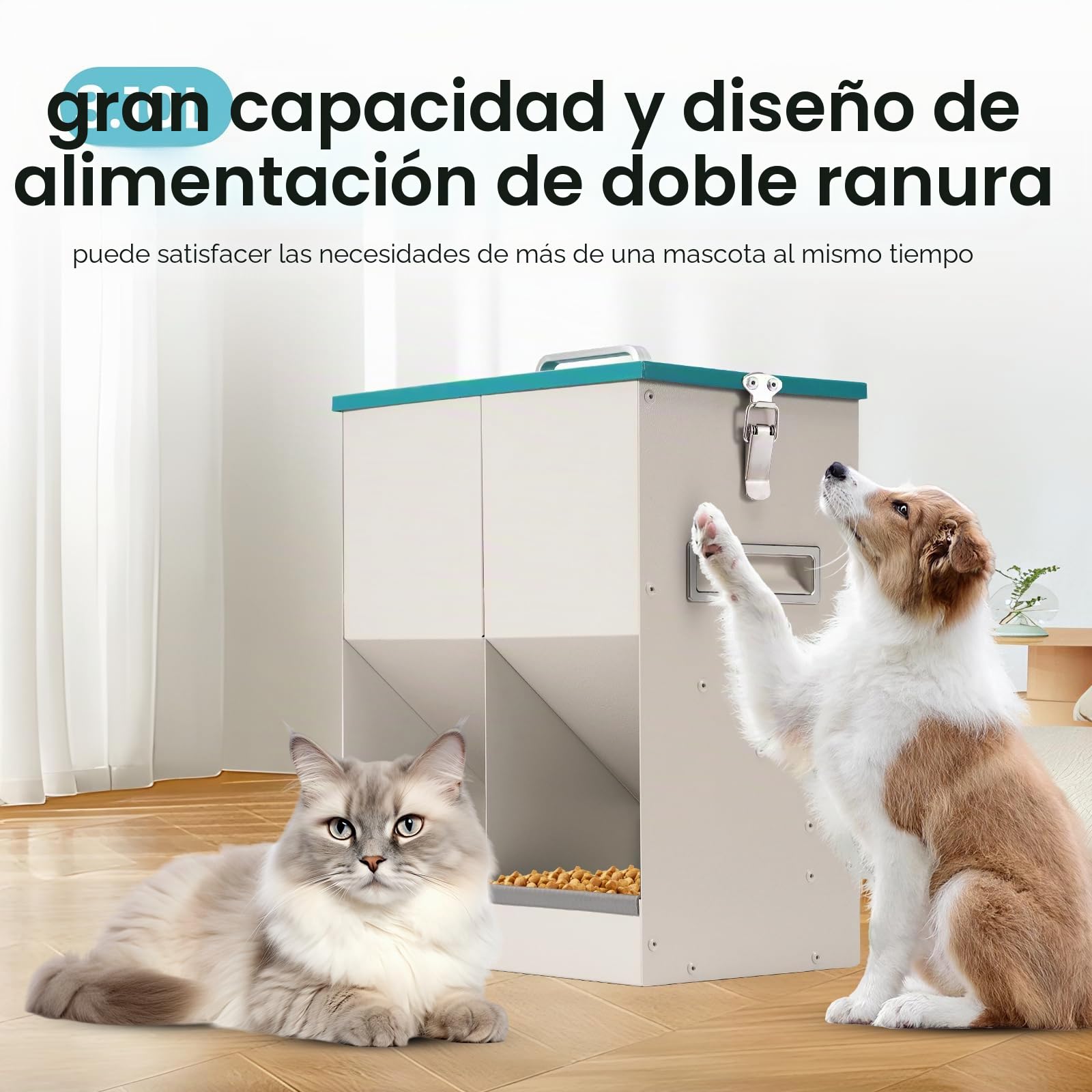10L Automático Comedero para Gatos y Perros, Dispensador de Comida Seca para 2 Gatos, Dispensador Automático de Comida para Mascotas para Perros