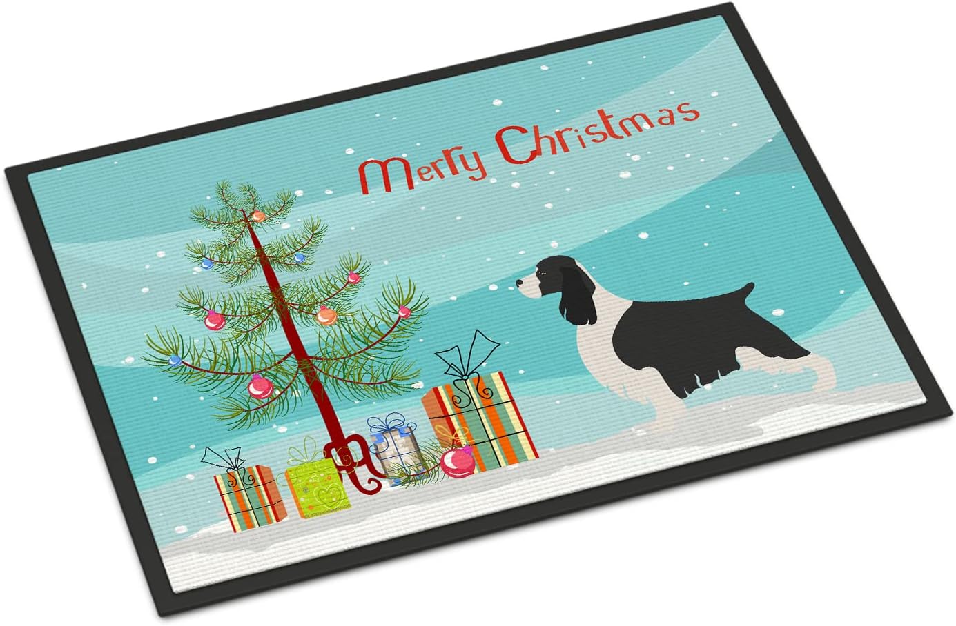 Caroline's Treasures BB8435JMAT English Springer Spaniel Christmas Doormat 24x36 Front Door Mat Indoor Outdoor Rugs for Entryway, Non Slip Washable Low Pile, 24H X 36W